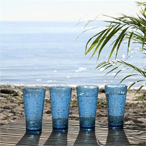The Three Rivers Hampers Co. Blue Linear Set of 4 Hi Ball Glasses